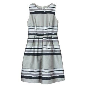 Boss Hugo Boss Diljana Abstract Striped Cocktail Dress Silver Gray IT 42 US 6